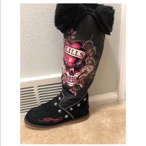 Ed Hardy Love Kills Slowly Boots sz 7